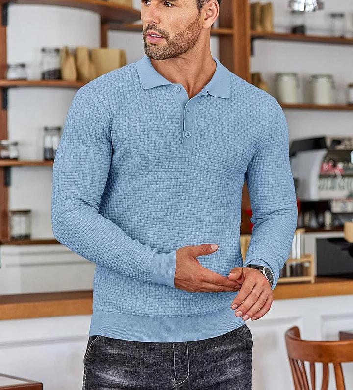 CLEARANCE🔥 Men's Casual Knitted Sweater Long Sleeve Polo Shirt