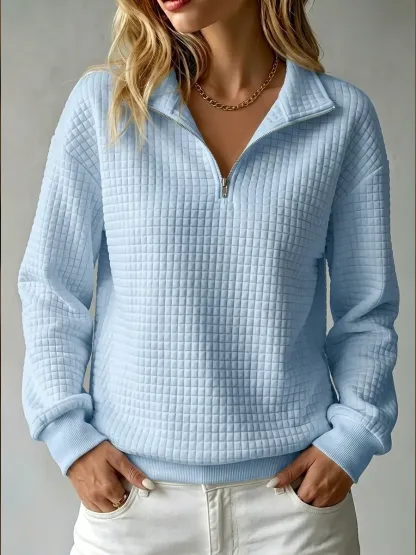 CLEARANCE SALE🔥50% OFF🔥 Women's Casual Quilted 1/4 Zip Sweatshirt