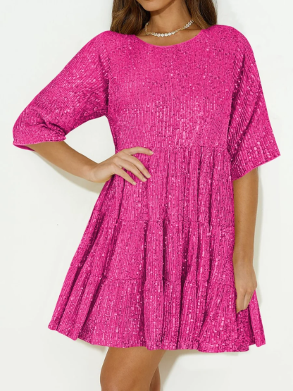 Women's Sequin Tiered A-Line Mini Dress