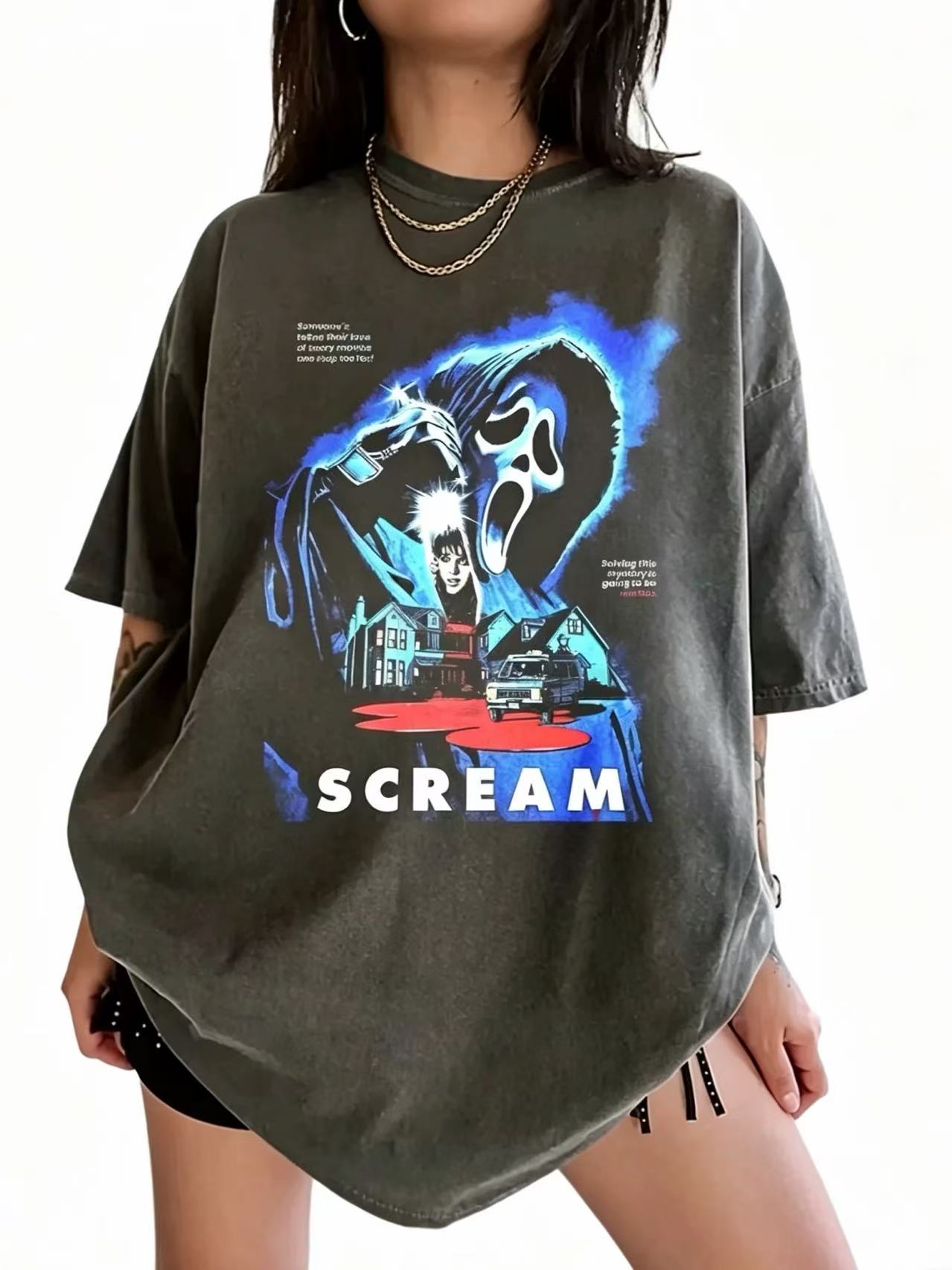 Funny Halloween Party Skeleton Print Tee