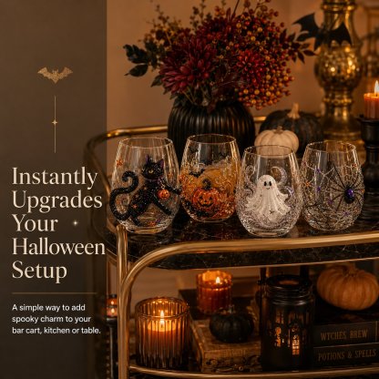 🎃 3D Halloween Glassware Collection | Spooky Designs, Festive Sips & Cozy Fall Moments