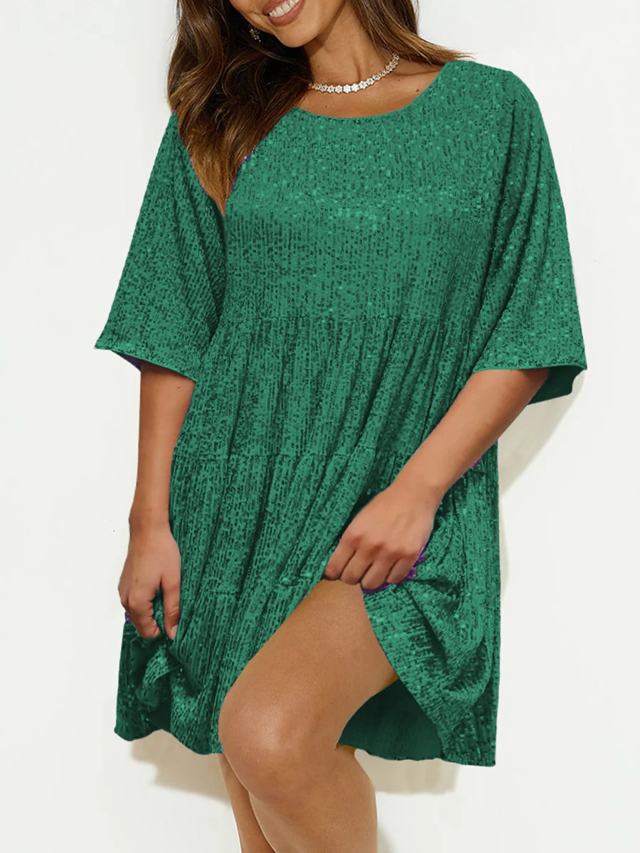 Women's Sequin Tiered A-Line Mini Dress