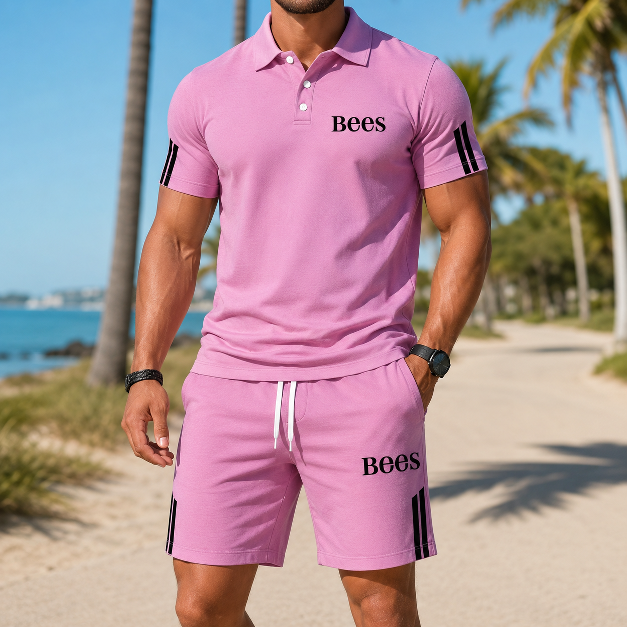 ⏰ Último día: ¡50% de descuento! 🔥 Conjunto de verano para hombre con polo y pantalón corto