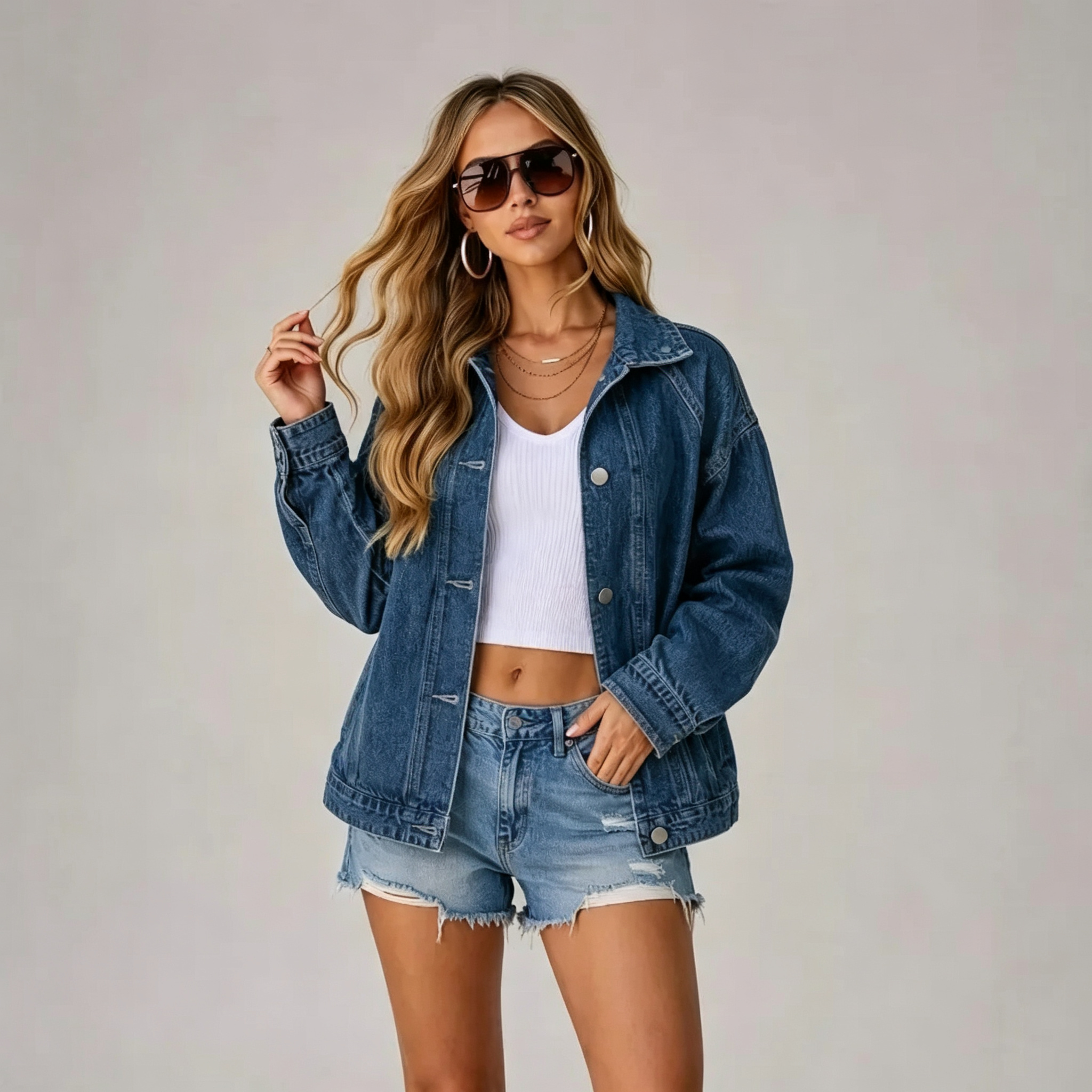 Women's Collared Denim Jacket