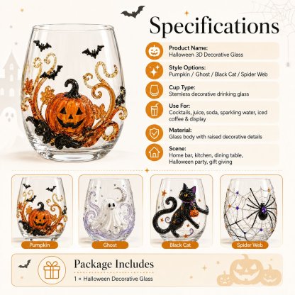 🎃 3D Halloween Glassware Collection | Spooky Designs, Festive Sips & Cozy Fall Moments