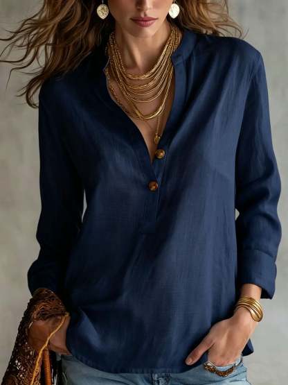 50% OFF Women's Linen Henley Blouse