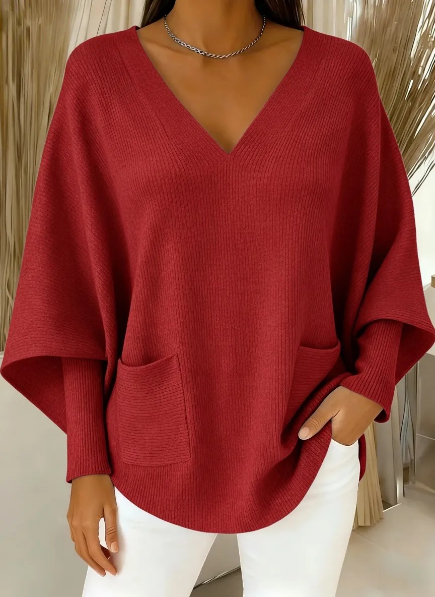 【Buy 2 Free Shipping】CLEARANCE SALE🔥Women's Casual Solid Color V-Neck Sweater