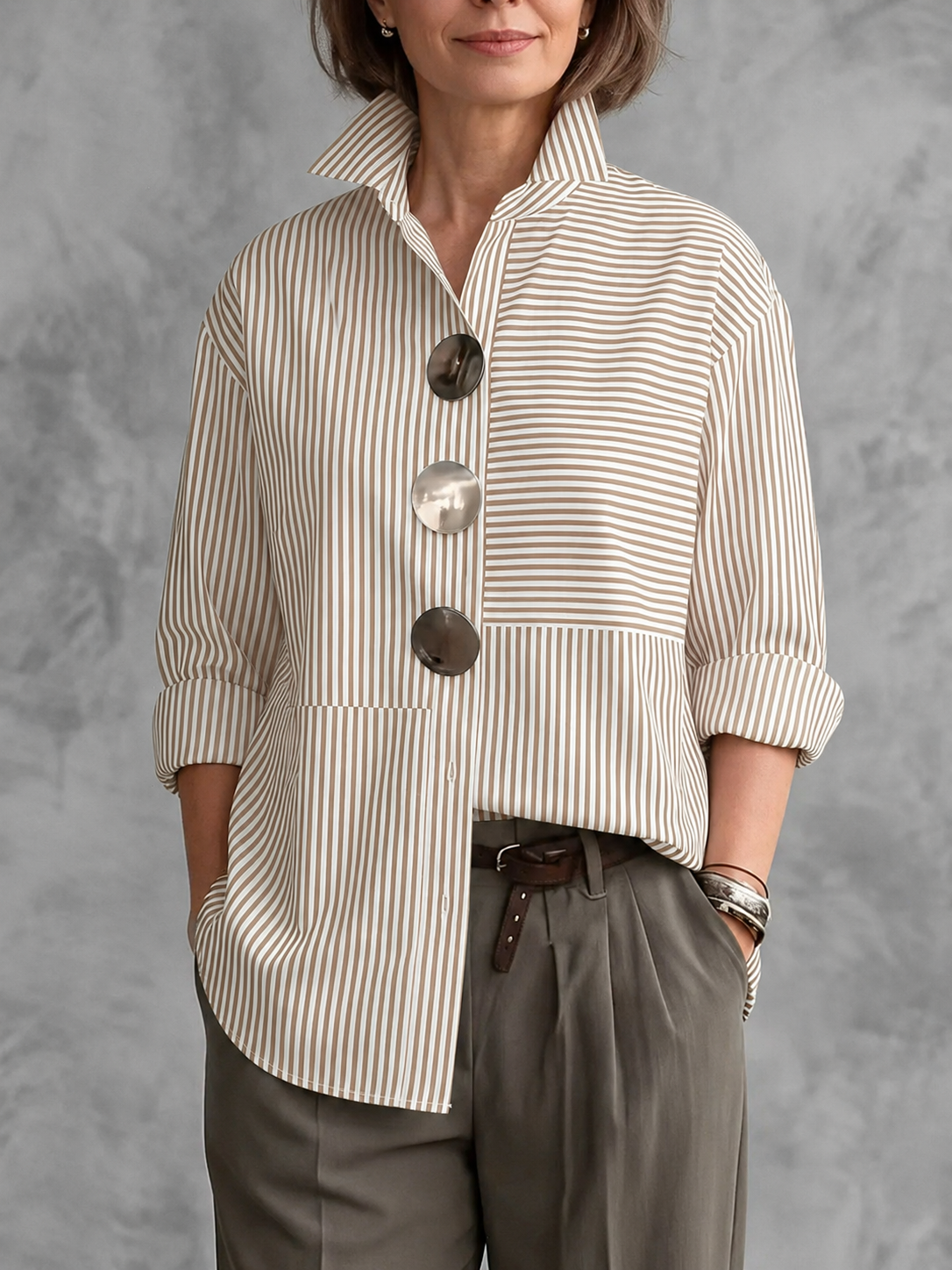 Casual Striped Linen-cotton Shirt