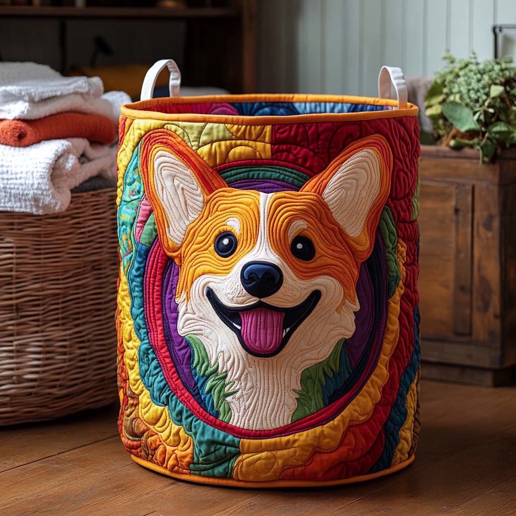 Corgi Colors Quilted Laundry Basket NCU0NXD170