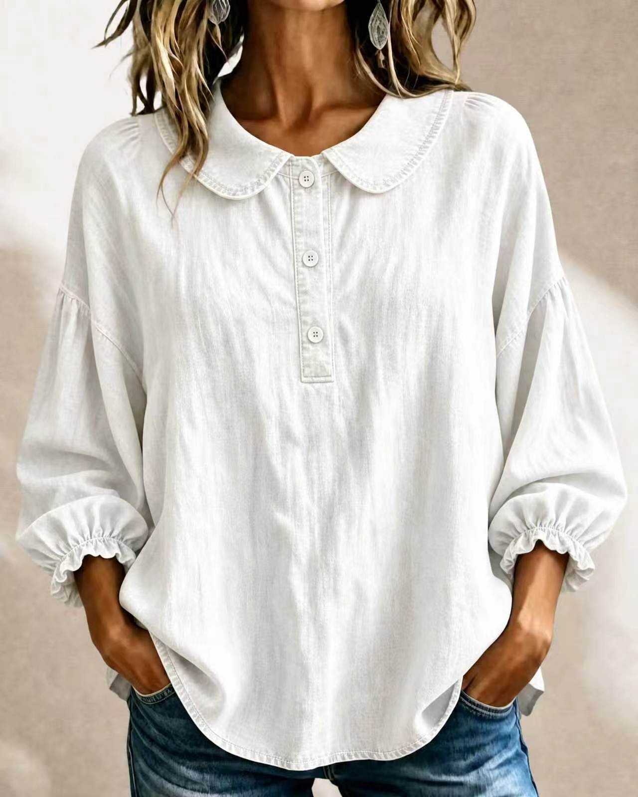 Today 49% off🔥Women’s Denim Square-Neck Three-Quarter Sleeve Top