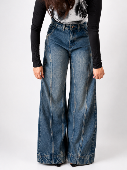 Tinted Vintage Washed Wide Leg Baggy Jeans