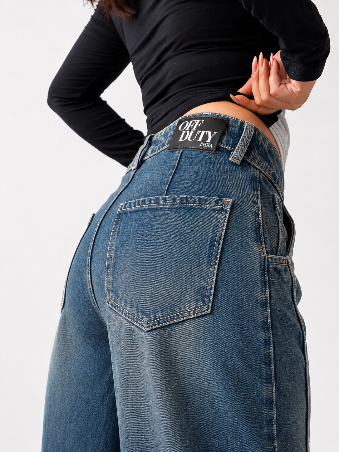 Tinted Vintage Washed Wide Leg Baggy Jeans