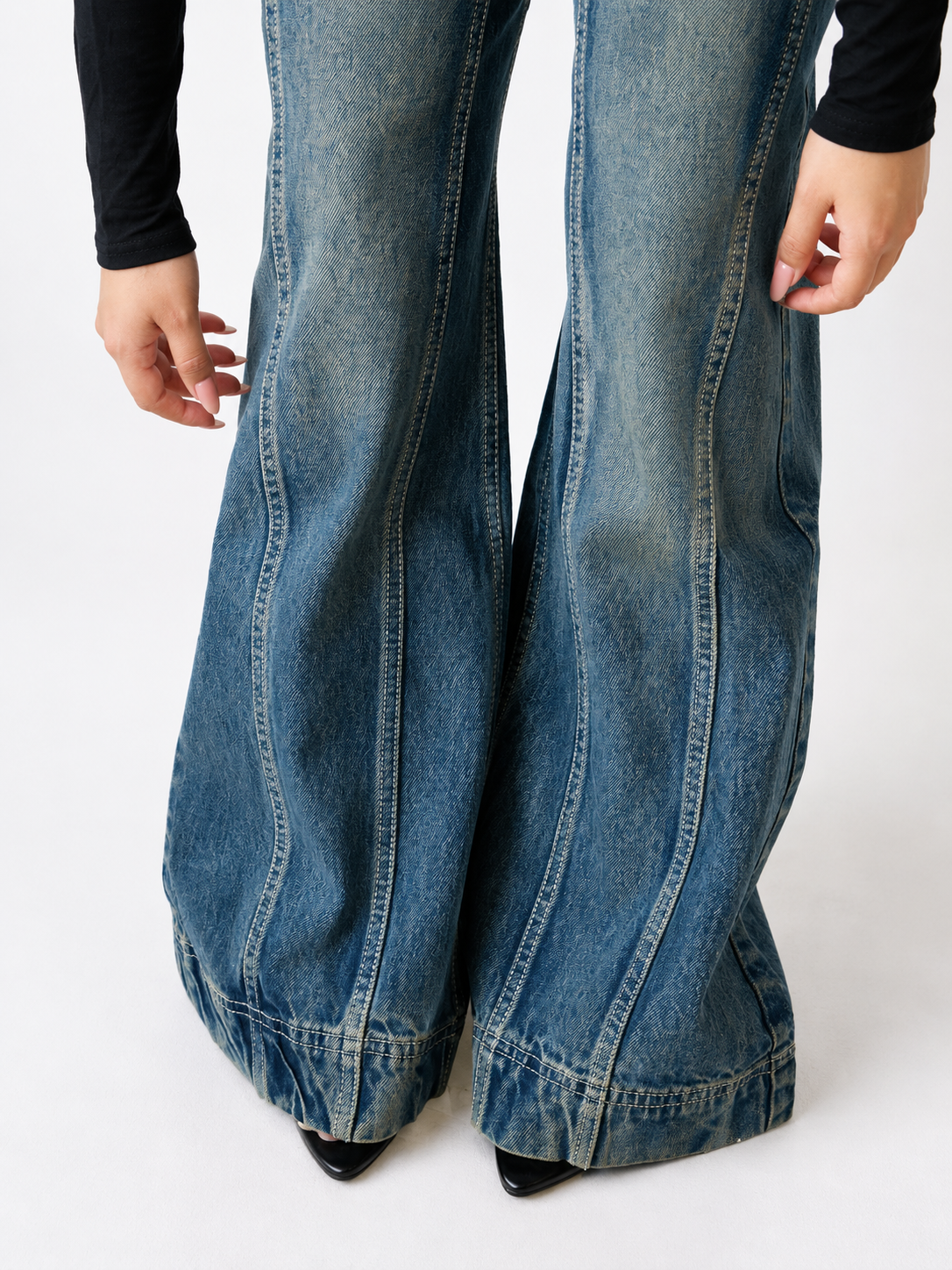 Tinted Vintage Washed Wide Leg Baggy Jeans