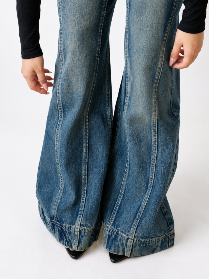Tinted Vintage Washed Wide Leg Baggy Jeans