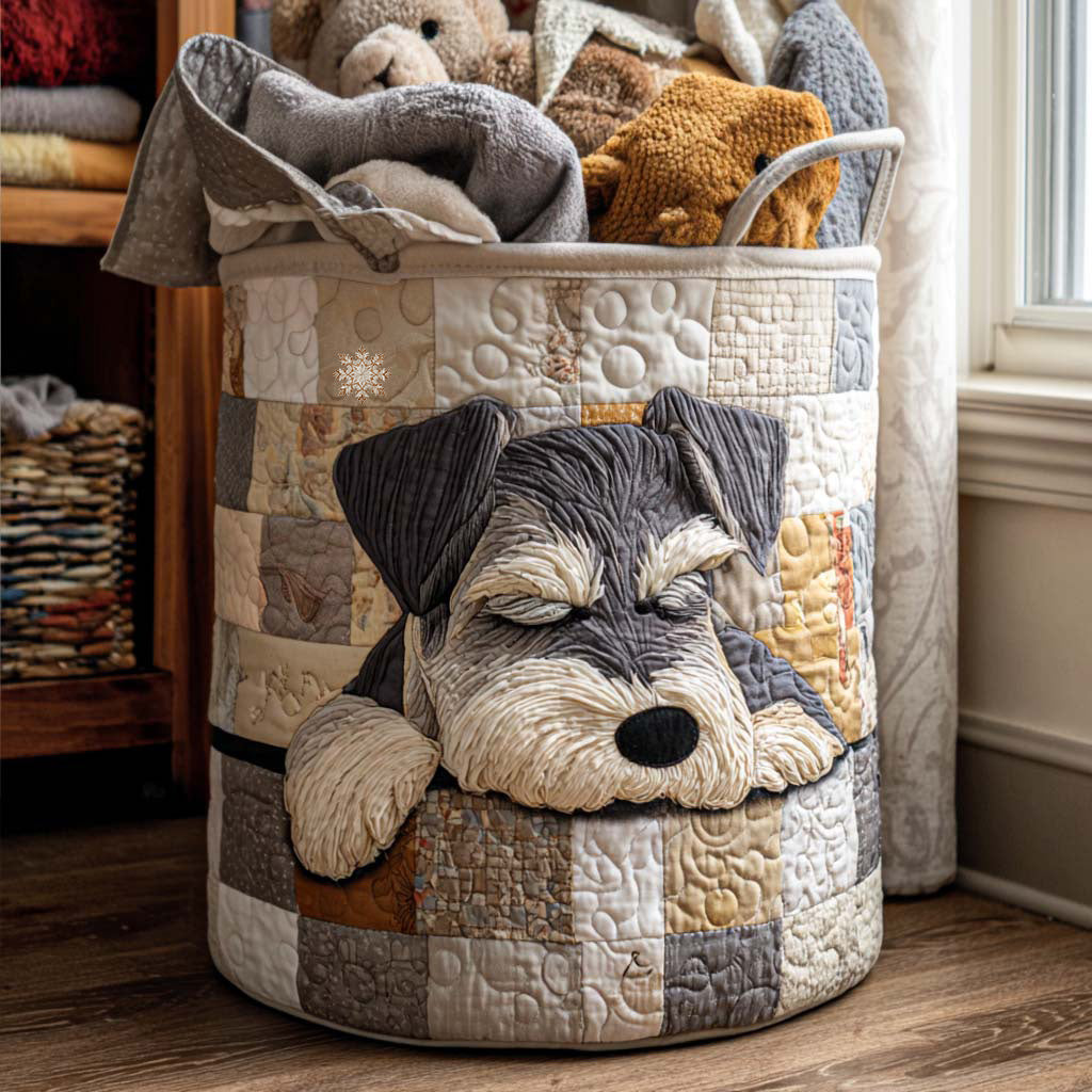 Sleepy Schnauzer Quilted Laundry Basket NCU0NNT1694