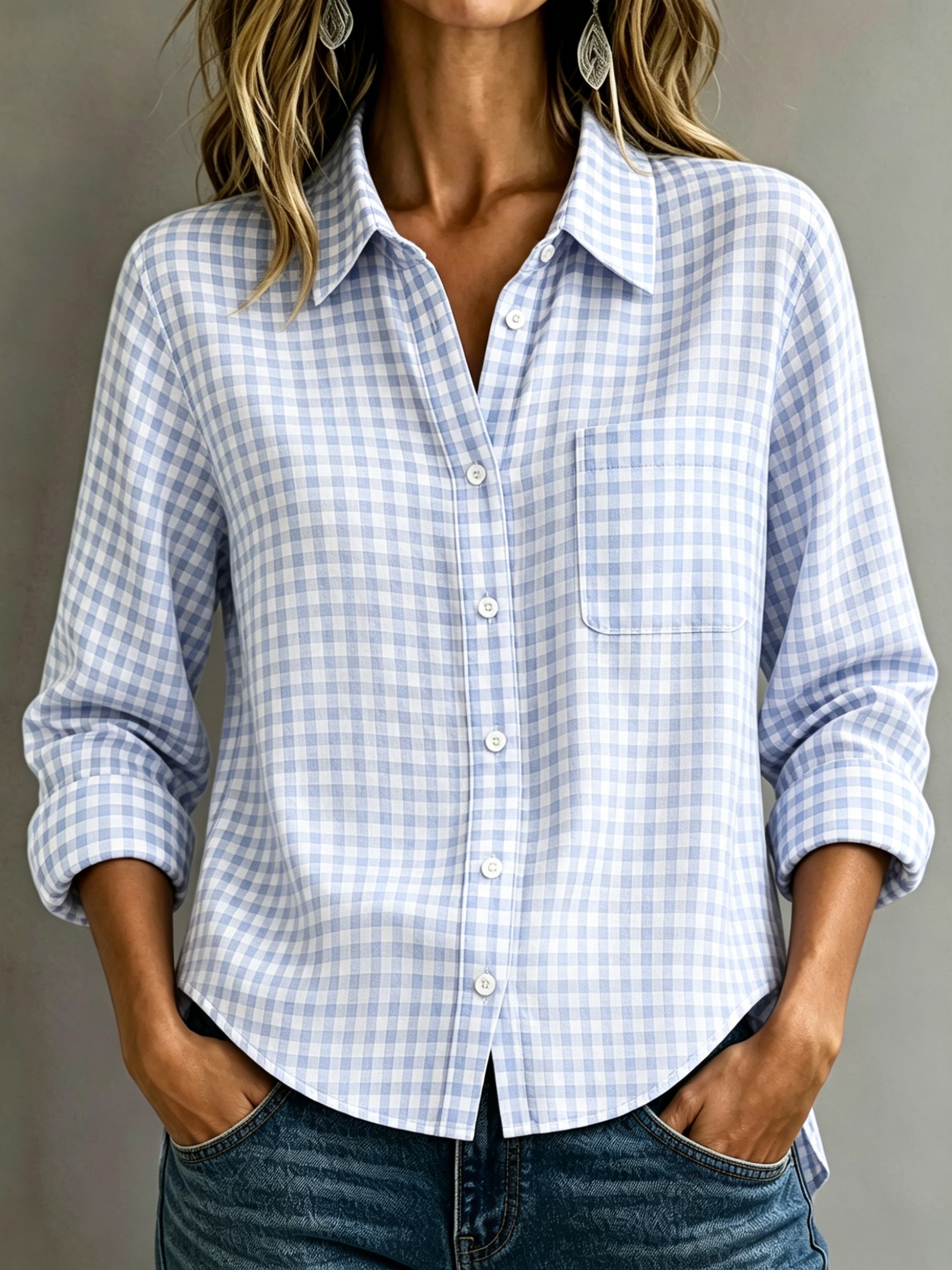 【Buy 2 Free Shipping】🔥CLEARANCE SALE🔥Women's Cotton-Linen Plaid Shirt with Collar and Pockets