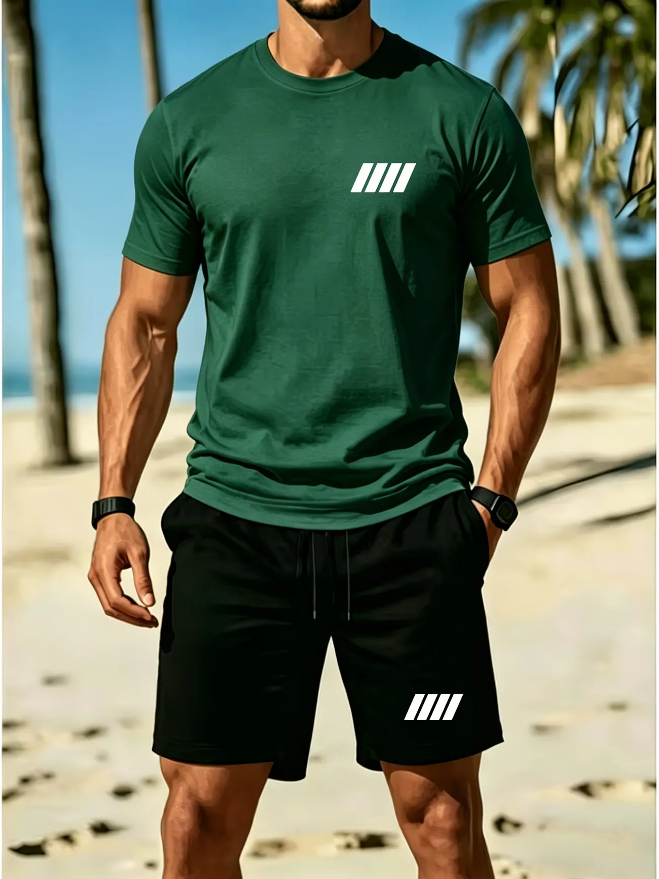 ⏰ Último día: ¡50% de descuento! 🔥 Conjunto de verano de lino para hombre con polo y pantalones cortos.