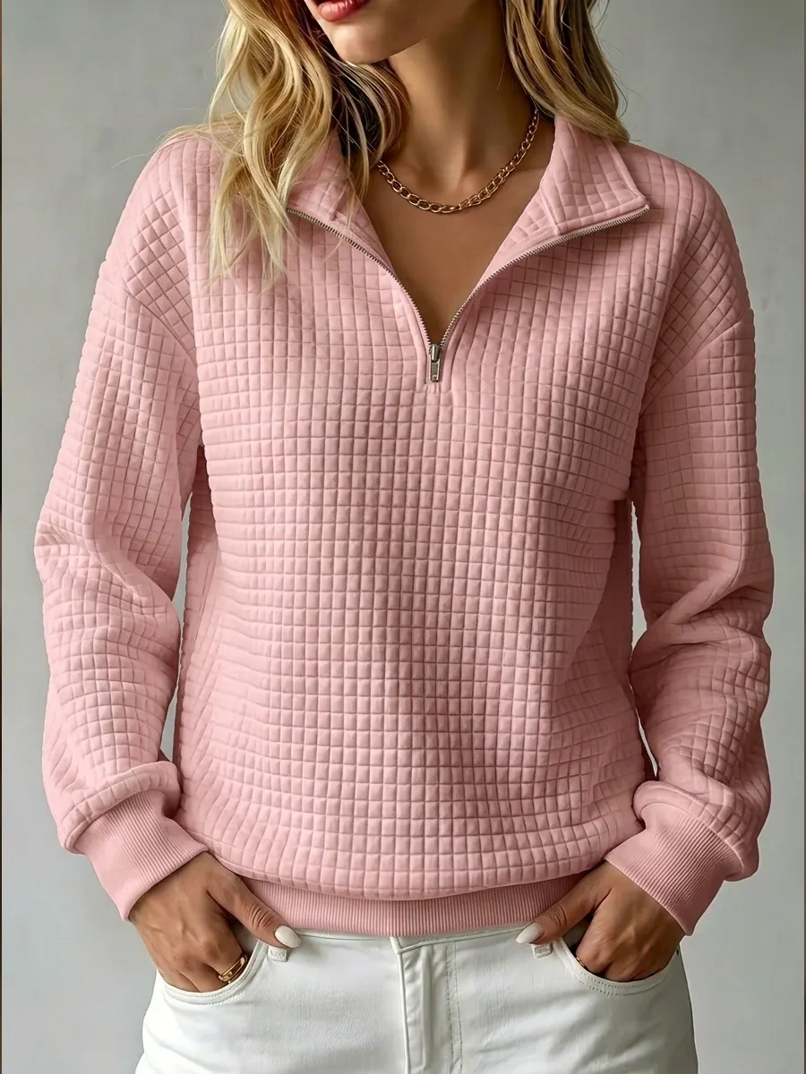 CLEARANCE SALE🔥50% OFF🔥 Women's Casual Quilted 1/4 Zip Sweatshirt