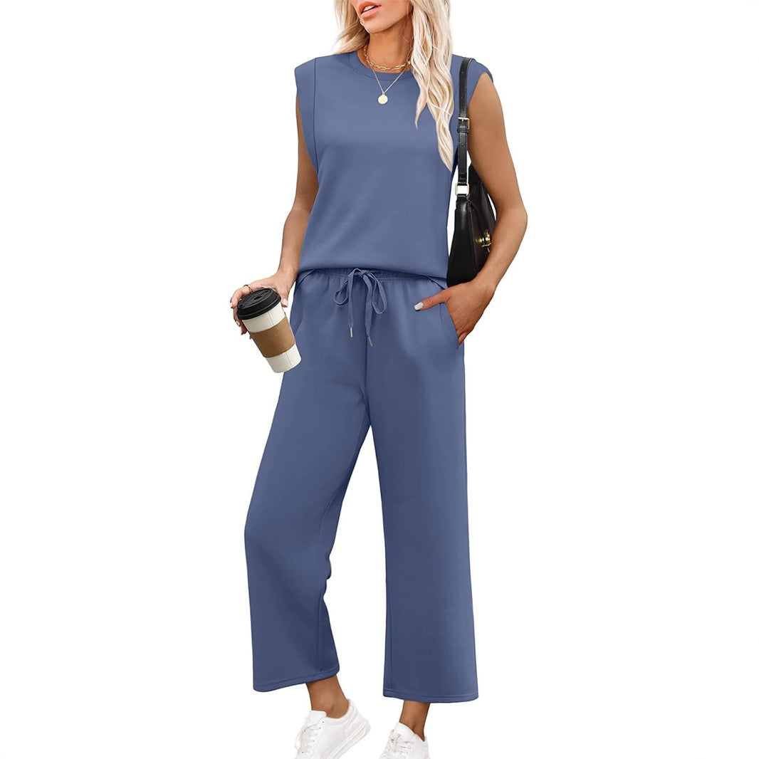 2025 New Women's  Sleeveless Top & Wide-Leg Pants 2-Piece Set