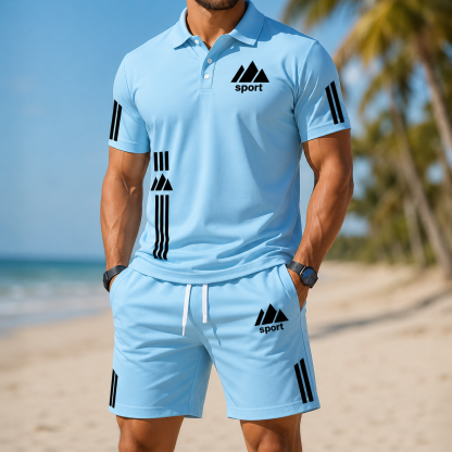 ⏰ Last day: 50% off! 🔥 Men's summer sports set with polo shirt and shorts