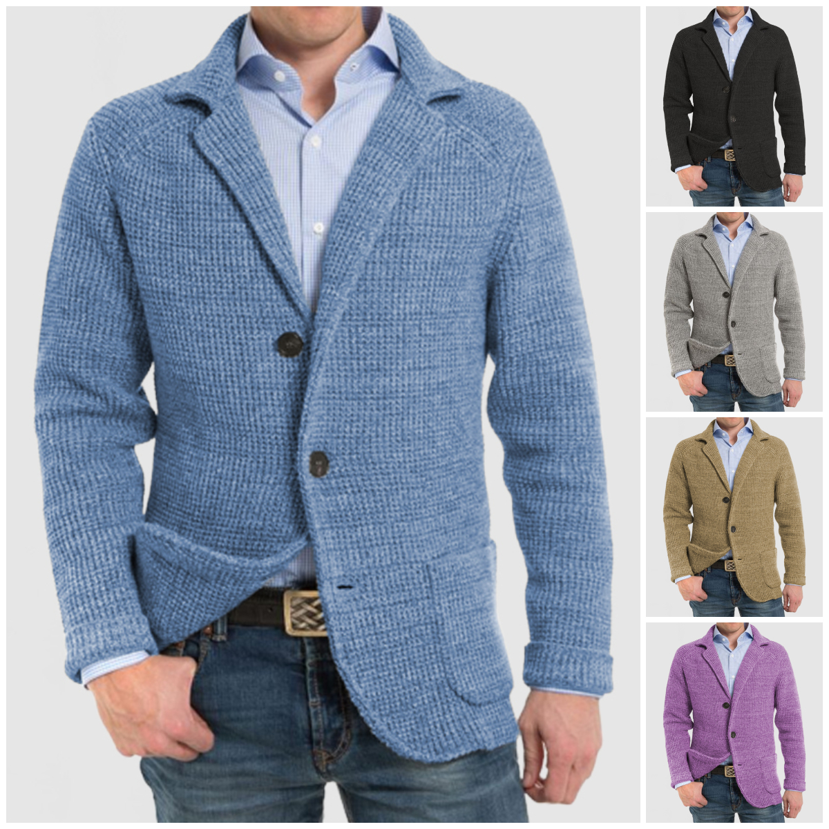 Men's Elegant Lapel Pocket Long Sleeve Jacket
