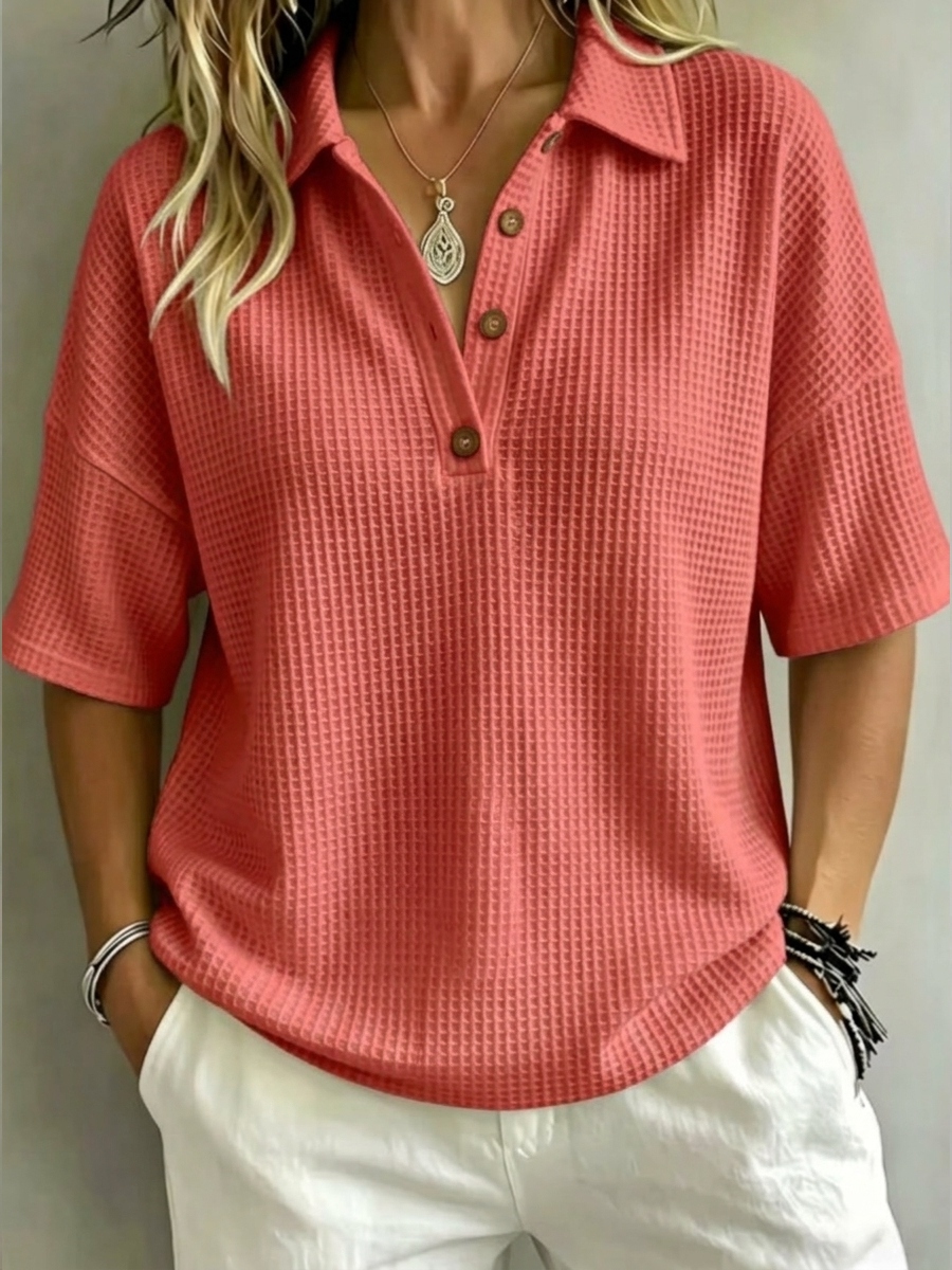 50% OFF New Arrival 🔥Women's Button-Up Waffle Short Sleeve Shirt