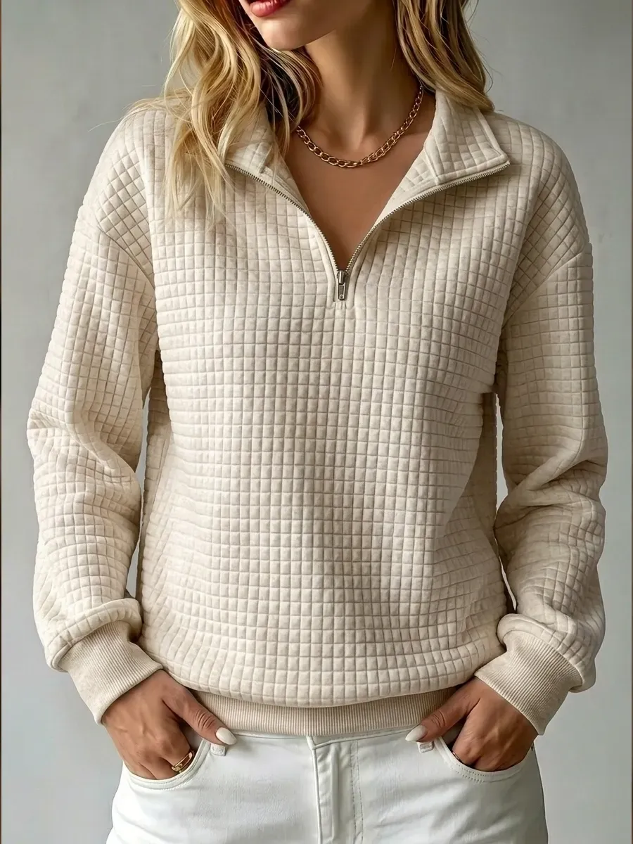 CLEARANCE SALE🔥50% OFF🔥 Women's Casual Quilted 1/4 Zip Sweatshirt