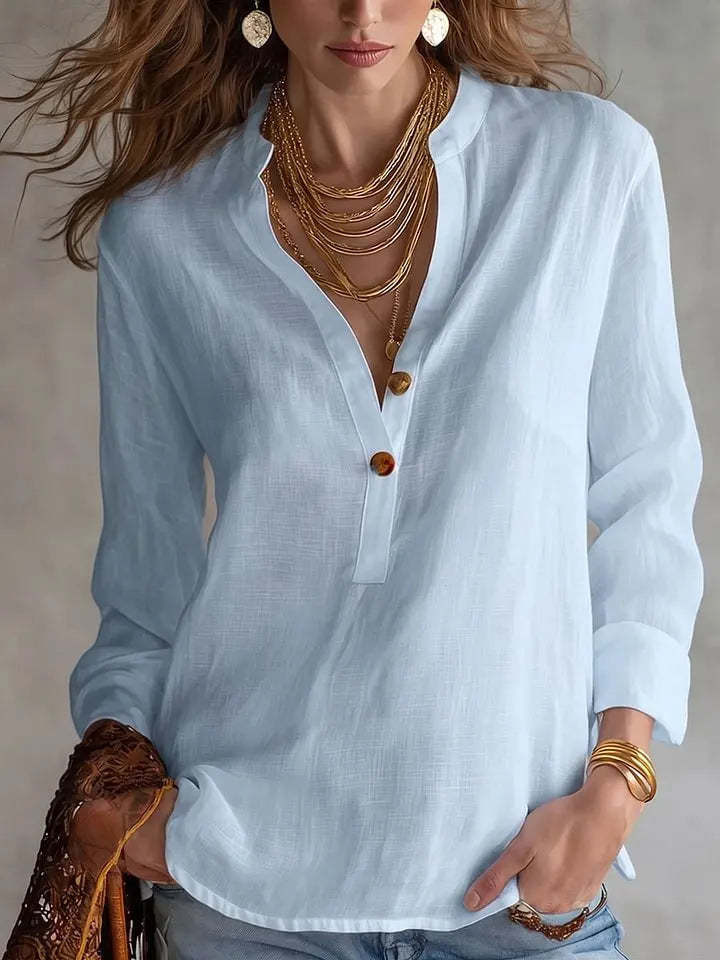 50% OFF Women's Linen Henley Blouse