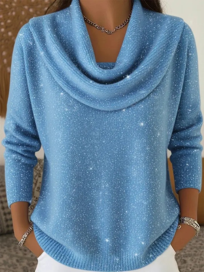 🎄 CLEARANCE SALE🔥 Women's Elegant Solid Color Loose Shiny Sweater