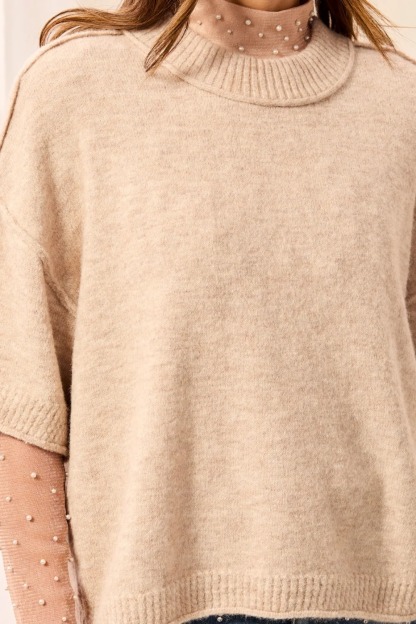 Elbow Sleeve Crewneck Sweater