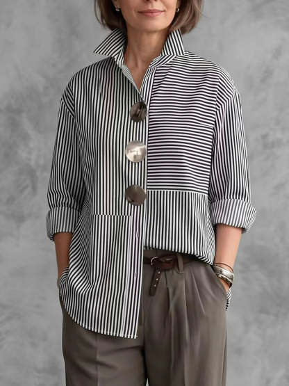 Casual Striped Linen-cotton Shirt