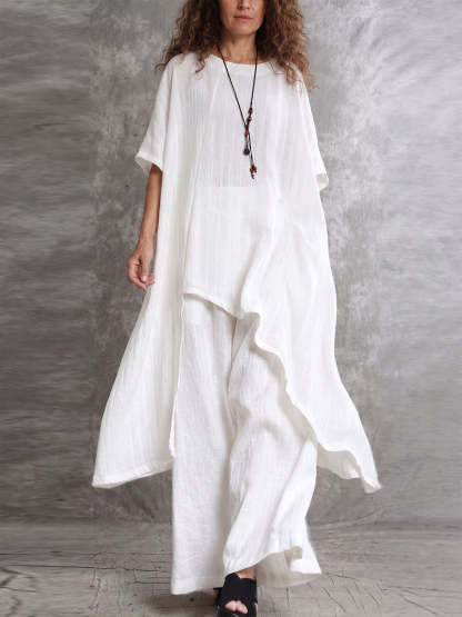 【Buy 2 Free Shipping】Casual Long Top And Pants Two-piece Set