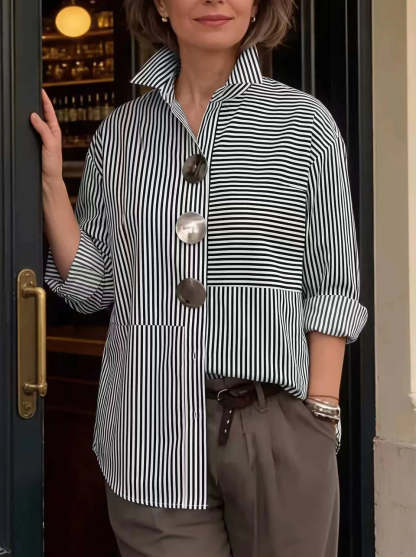 Casual Striped Linen-cotton Shirt
