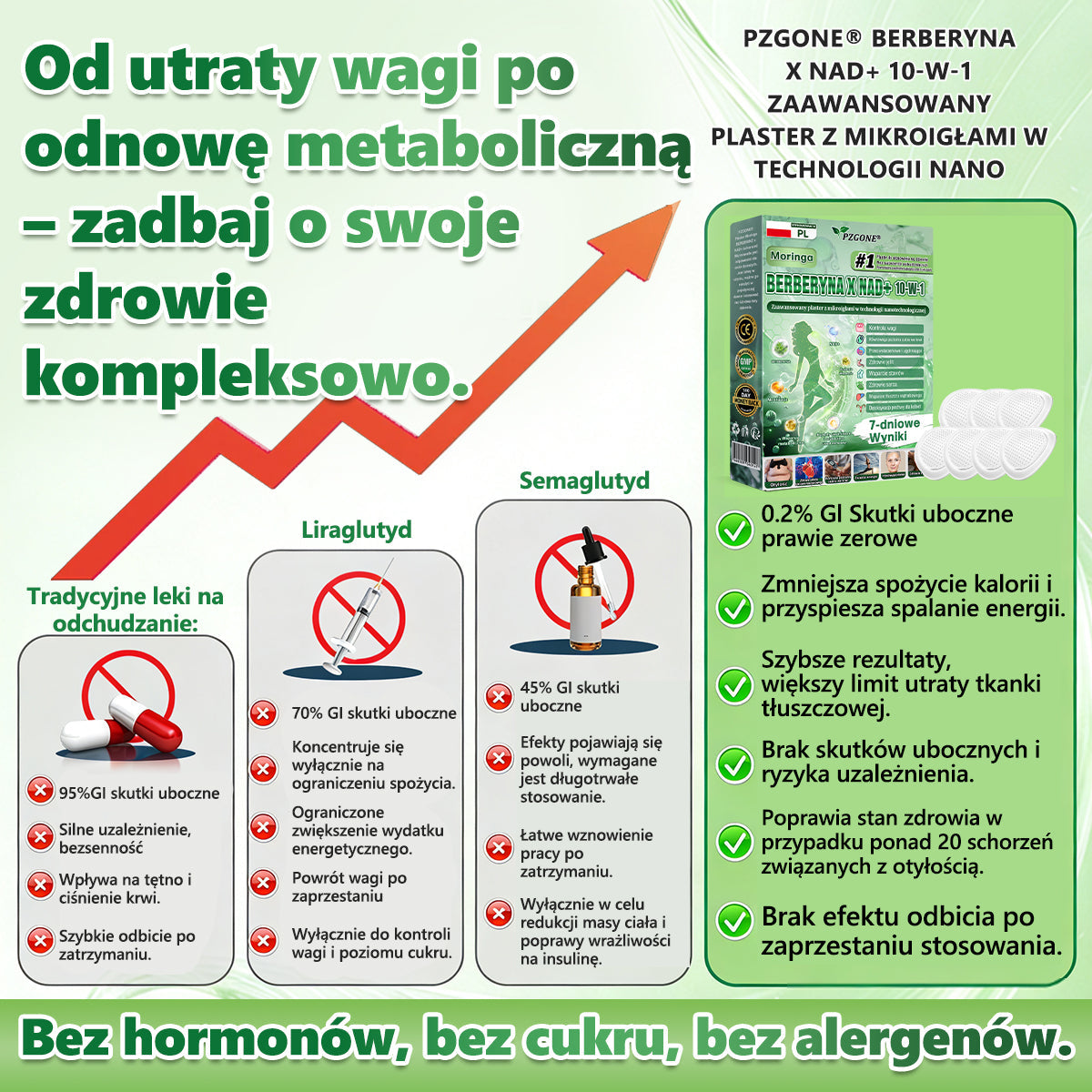 🇵🇱 Oficjalny sklep | 💯𝐏𝐙𝐆𝐎𝐍𝐄® Moringa·Berberyna×NAD+ 10-w-1 Plaster (Natychmiastowy efekt, widoczne rezultaty po 7 dniach) ✅ Stosowane w celu utraty wagi, poprawy zwiotczałej skóry, leczenia cukrzycy, bezdechu sennego i problemów ze stawami.