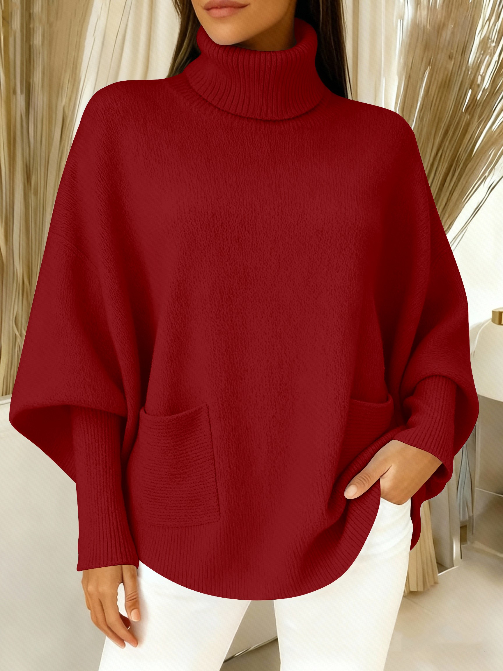 New Arrivals Women's fashionable casual solid-color high-neck sweater