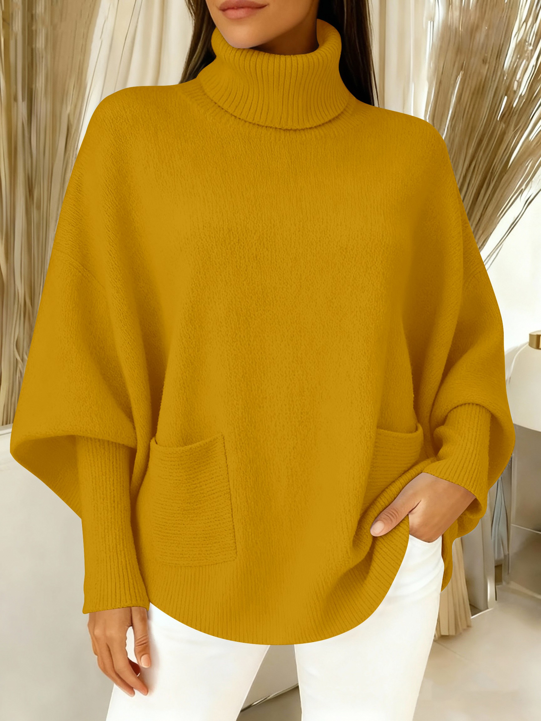 New Arrivals Women's fashionable casual solid-color high-neck sweater