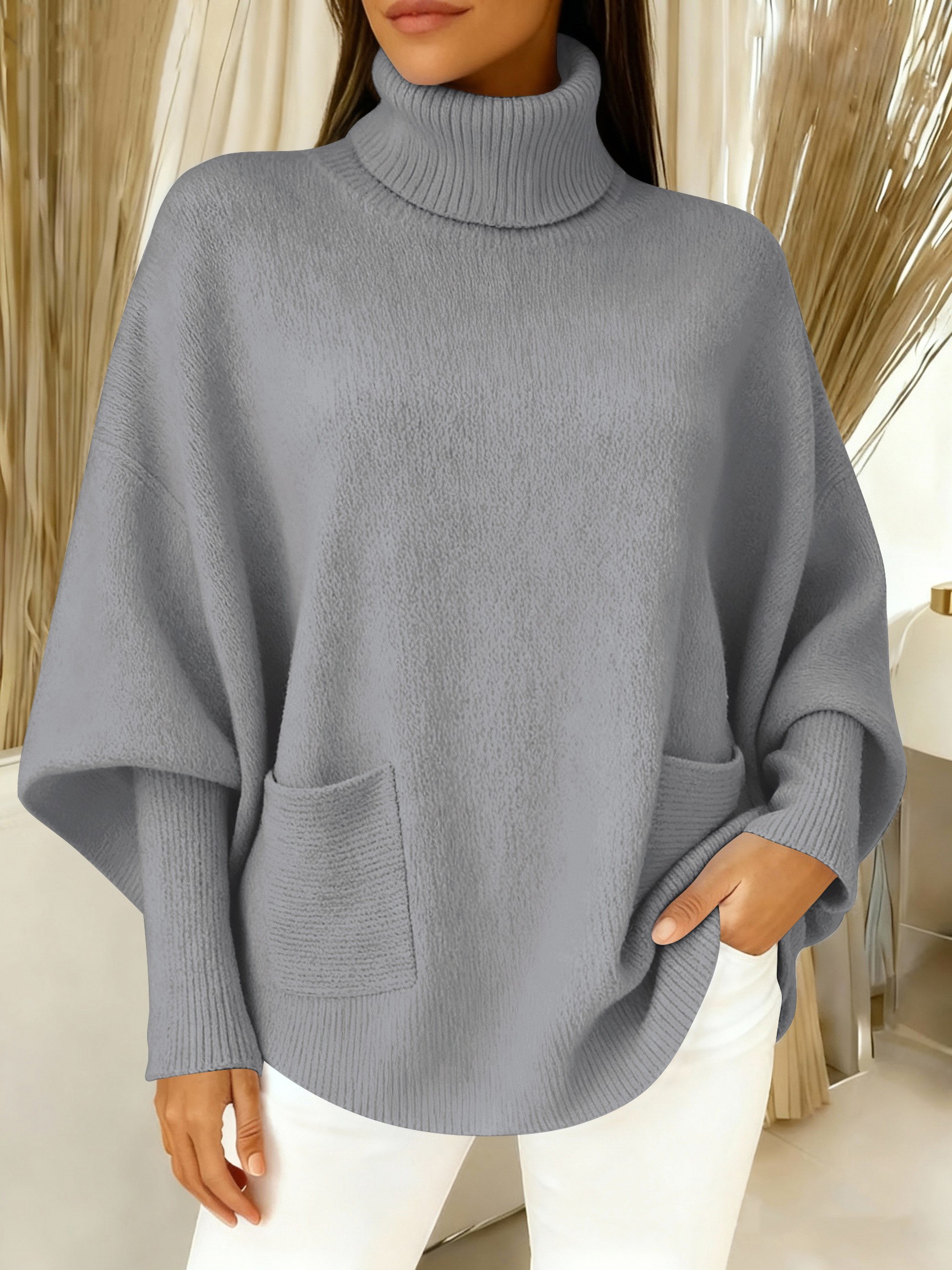 New Arrivals Women's fashionable casual solid-color high-neck sweater