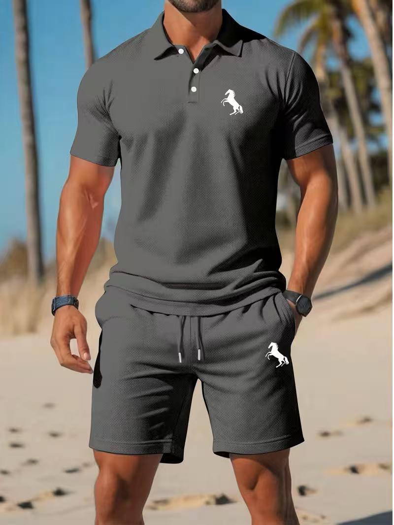 ⏰ Último día: ¡50% de descuento! 🔥 - Conjunto de verano de 2 piezas para hombre con polo y pantalón corto