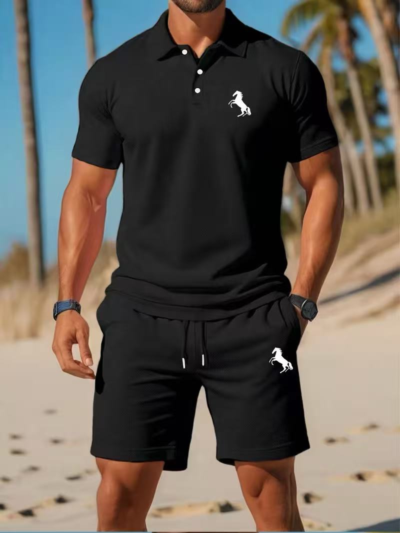 ⏰ Último día: ¡50% de descuento! 🔥 - Conjunto de verano de 2 piezas para hombre con polo y pantalón corto