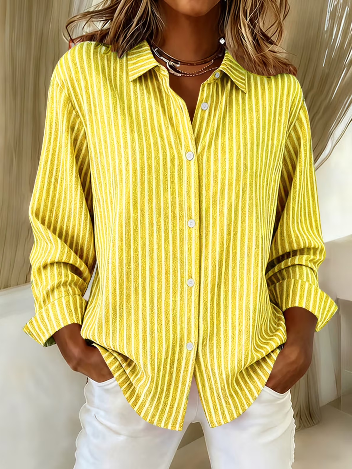CLEARANCE SALE🔥Women's Casual Striped Button Down Shirt