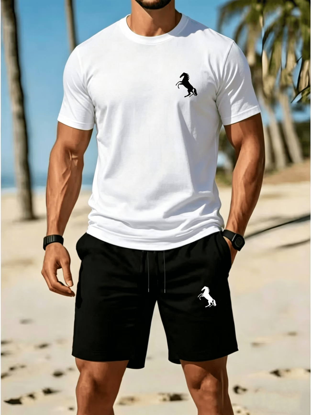 Men's casual T-shirt and shorts set for summer