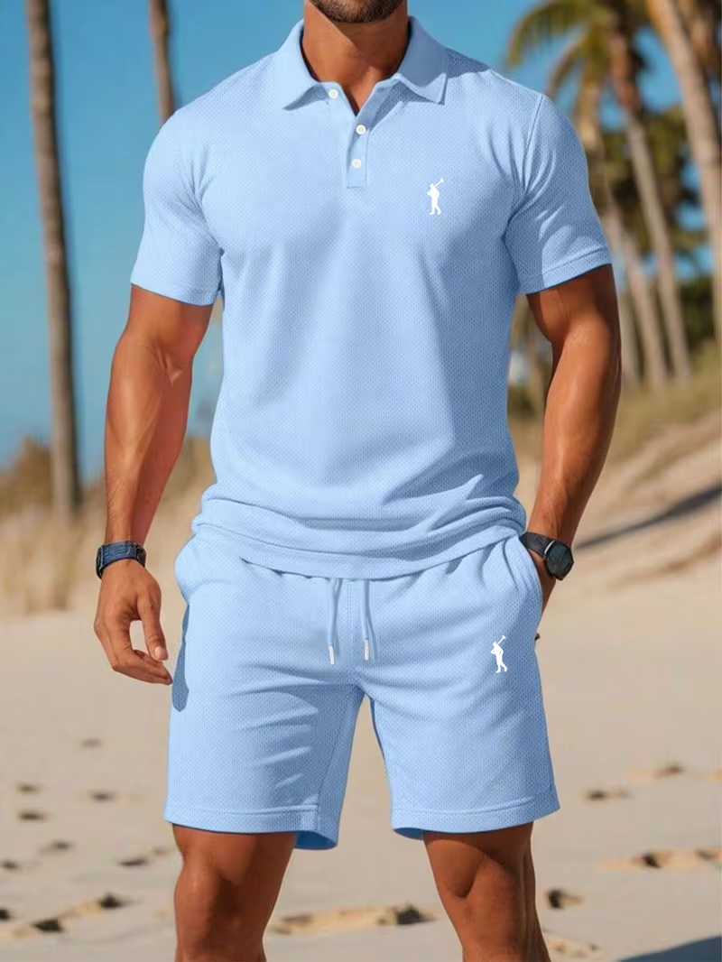 Men's summer polo shirt and shorts set