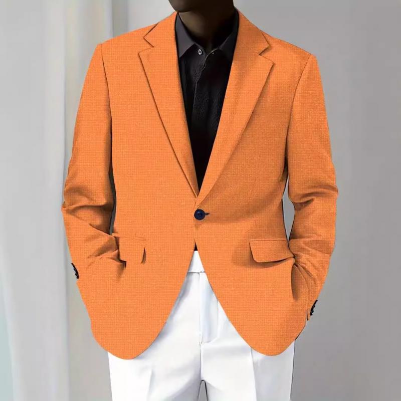 Men's Casual Solid Notch Lapel One Button Blazer