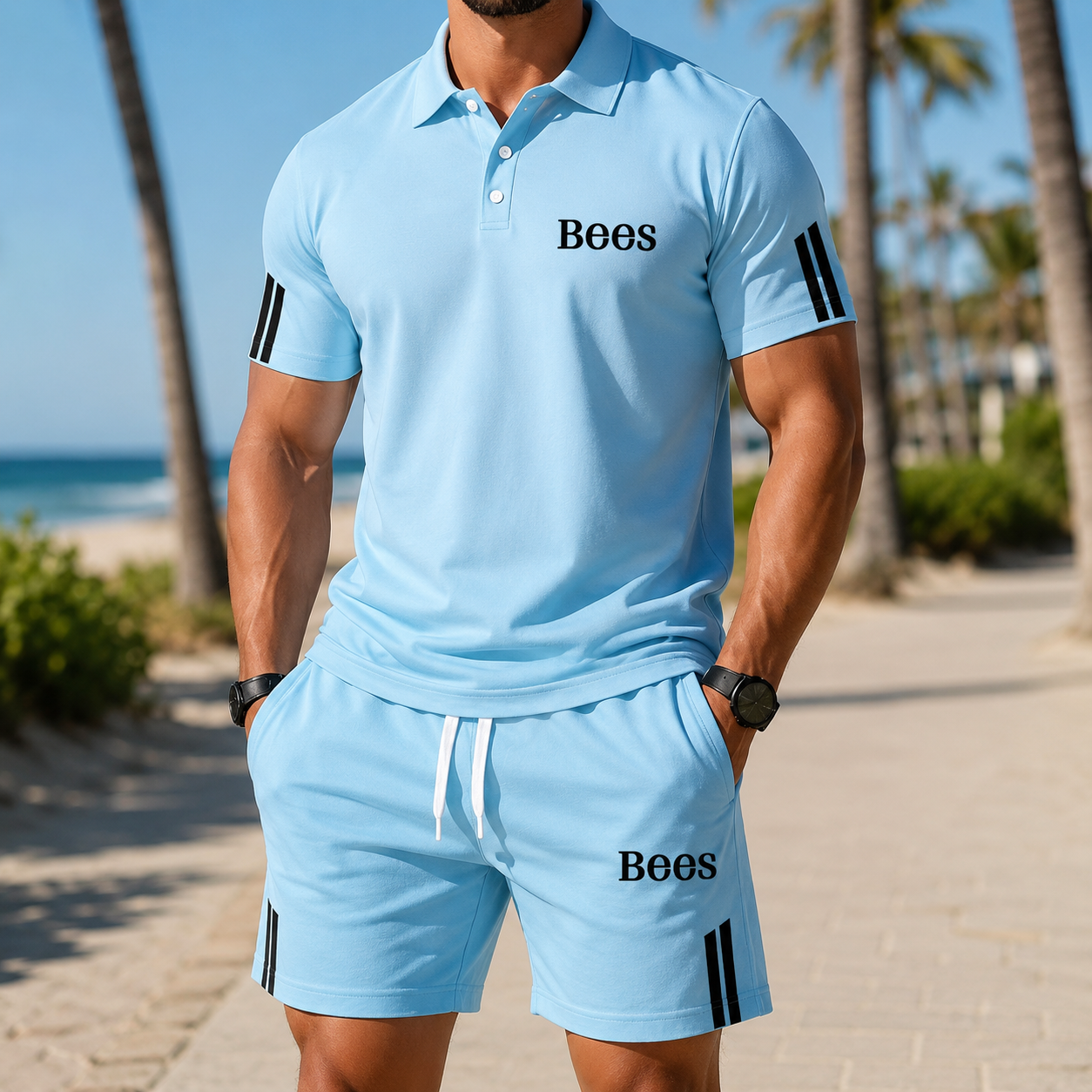 ⏰ Último día: ¡50% de descuento! 🔥 Conjunto de verano para hombre con polo y pantalón corto
