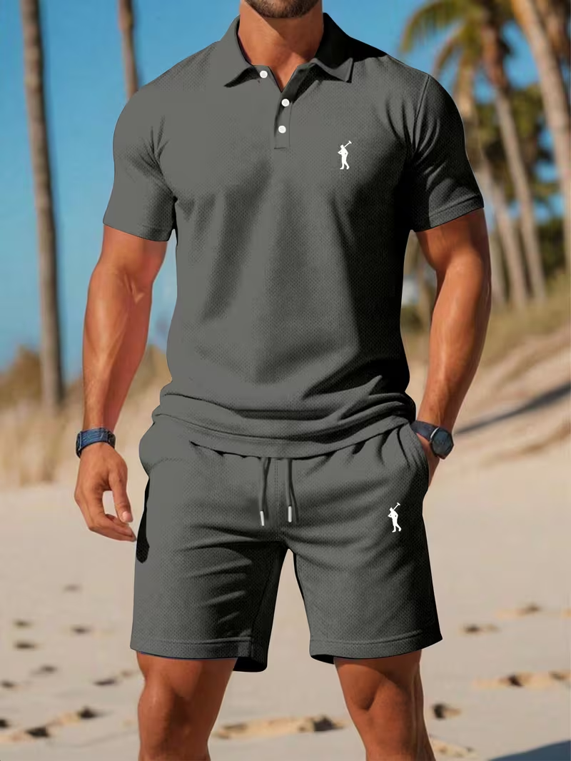 Men's summer polo shirt and shorts set