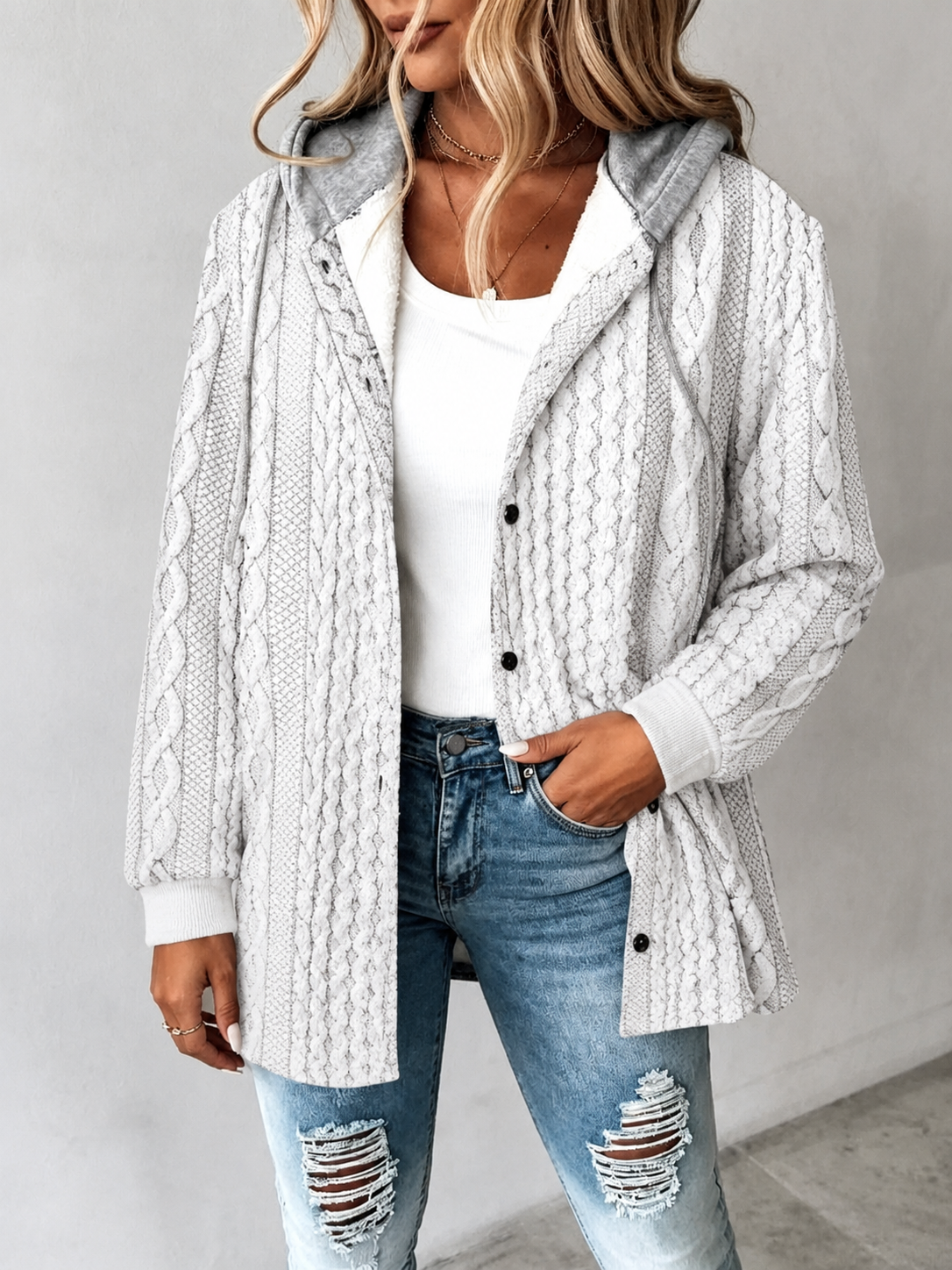 Women's plaid hooded jacket
