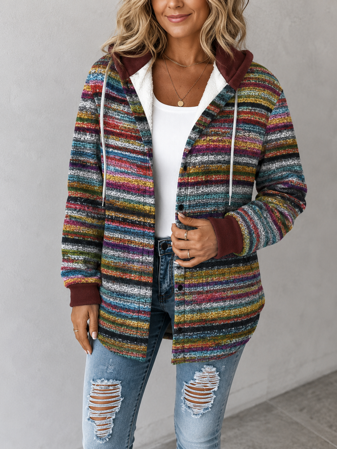 Women's plaid hooded jacket
