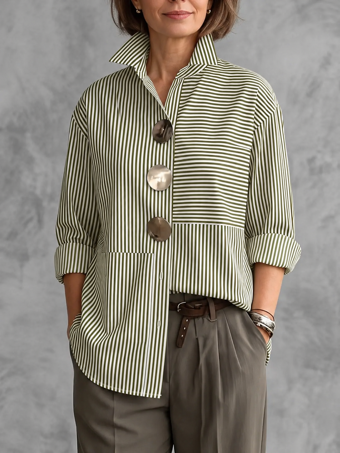 Casual Striped Linen-cotton Shirt
