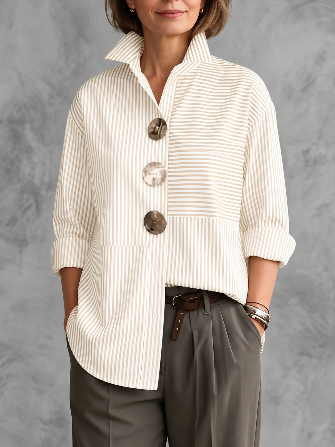 Casual Striped Linen-cotton Shirt