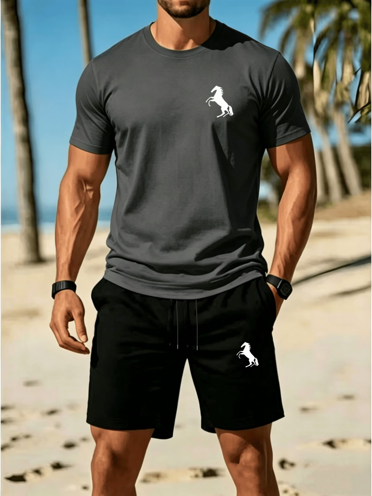Men's casual T-shirt and shorts set for summer
